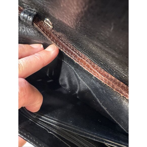 Brighton Crossbody Organizer Purse/Wallet Leather Brown And Black Alligator - Picture 12 of 16